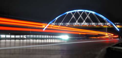 The Viaduct Light Cars Way Bridge Street Night