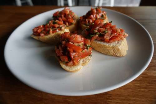 Tomato Toast Bread Delicious Basil Tomatoes Snack