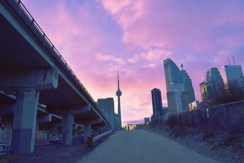 Toronto Night Sunset Colorful Afternoon Sky