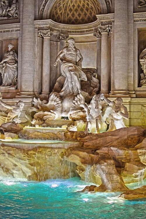 Trevi Fountain Rome Sculpture Famous Landmark Italy