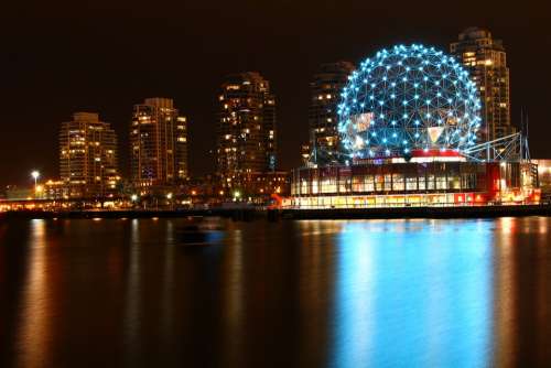Vancouver Bc Canada Science World Night Photo