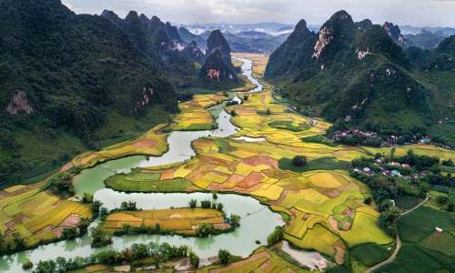 View Landscape Nature Vietnam River Fields