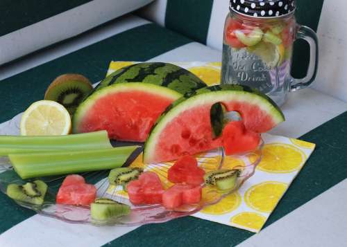 Watermelon Heart Fruit Refreshment The Drink Glass