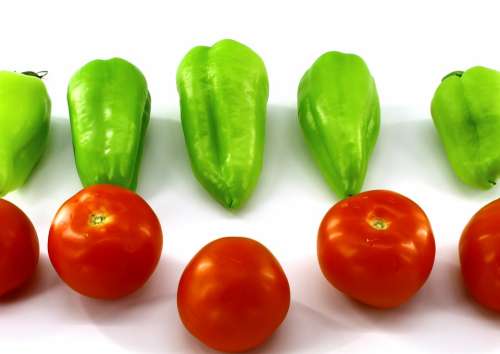 White Background Food Vegetables Green Red