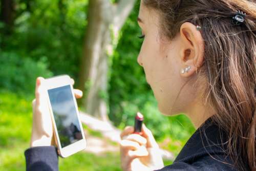 Woman Mobile Phone Lipstick Cellphone Earrings