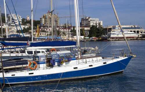 Yacht Berth Crimea Yalta Sea Port Ship Mast Bay