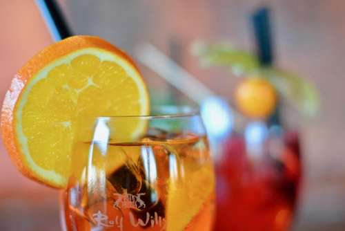 wine glass bar orange beverages
