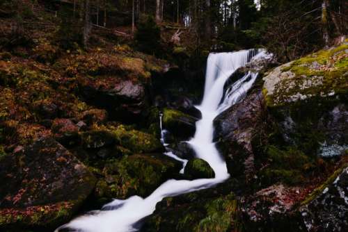 waterfall river stream rocks moss