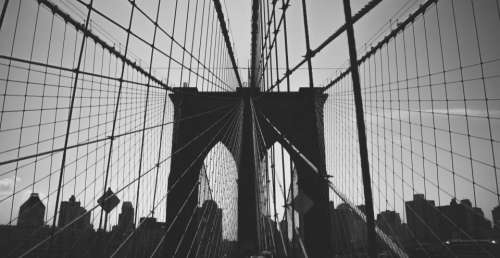 Brooklyn Bridge architecture black and white sky city