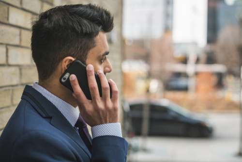 businessman call mobile communication connection