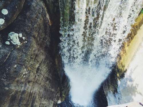 waterfall rocks cliff water river