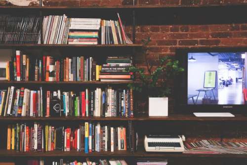 books bookshelf magazines reading office