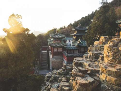 Summer Palace Beijing China rocks cliffs