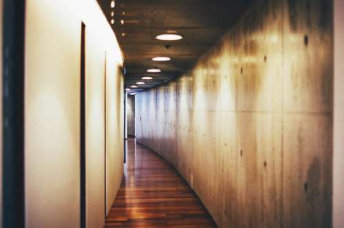hardwood floor walls hallway lights