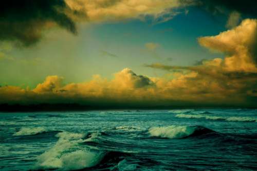 ocean sea waves water sky