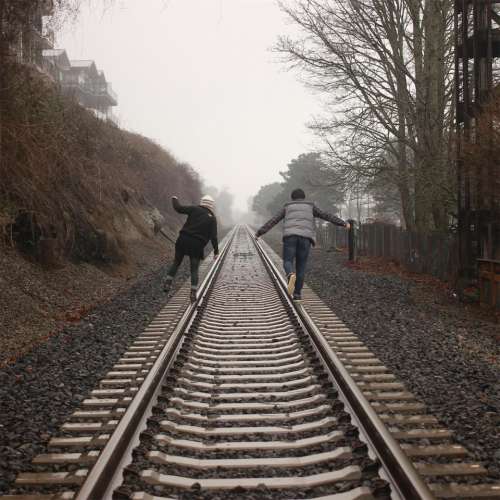 people train tracks railroad railway girl