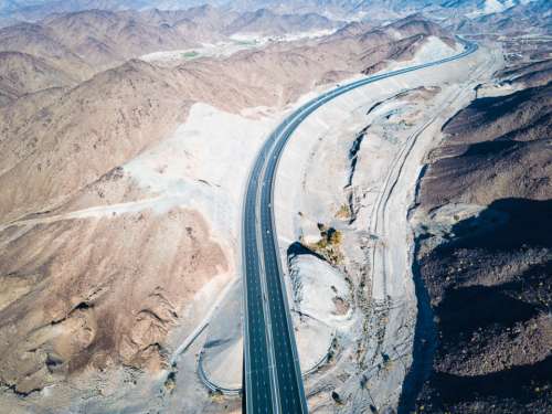 motorway desert mountain asphalt concret