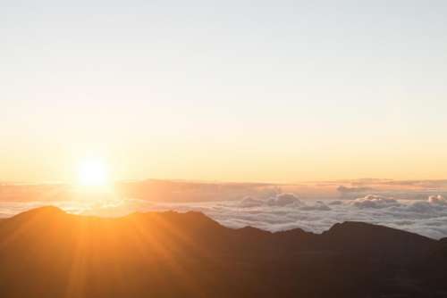 nature sunset landscape clouds mountains