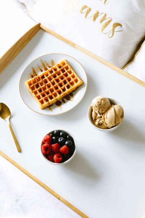 waffles breakfast berries top view