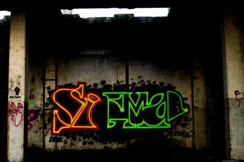 graffiti art neon wall spray paint