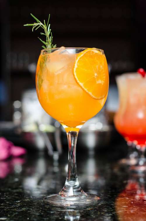 wine glass bar orange beverages