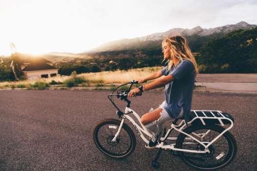 girl woman bike bicycle blonde