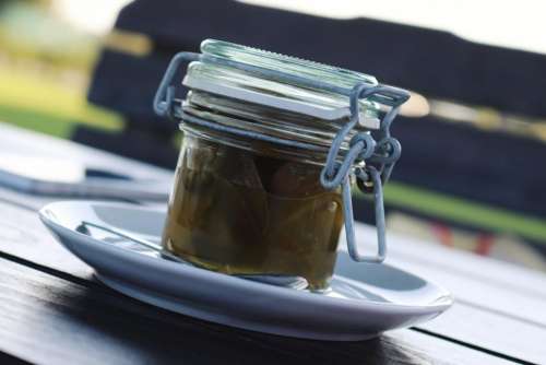 jalapenos pickled glass jar plate
