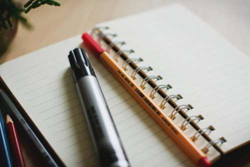 pencil pen marker notepad notebook