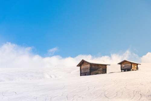 highland mountain snow winter house