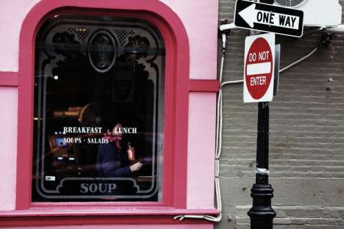 restaurant pink window breakfast lunch