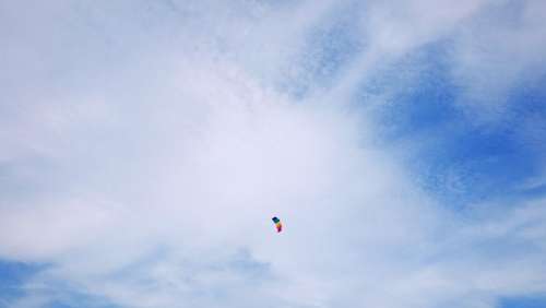blue sky clouds parachute sunshine