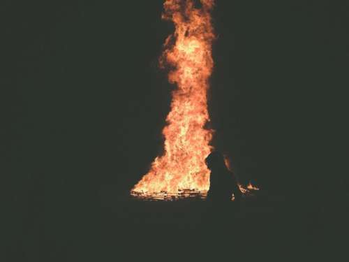 fire flame bonfire dark night
