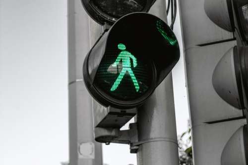 crosswalk green man traffic lights