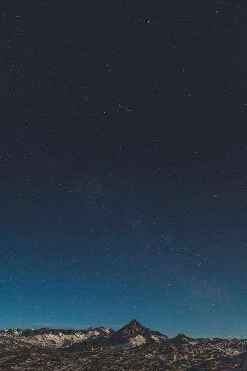 blue sky stars galaxy mountain