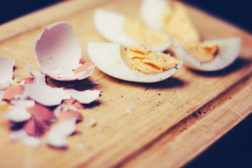 eggs shells food kitchen cutting board