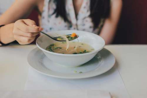 people girl eating restaurant soup