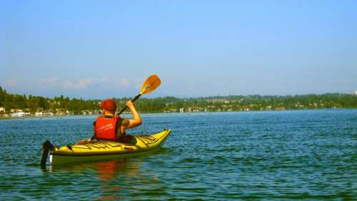 kayak lake water sunshine summer