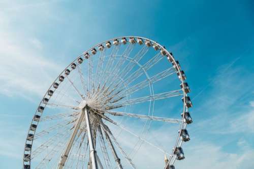 ferris wheel blue sky amusement park