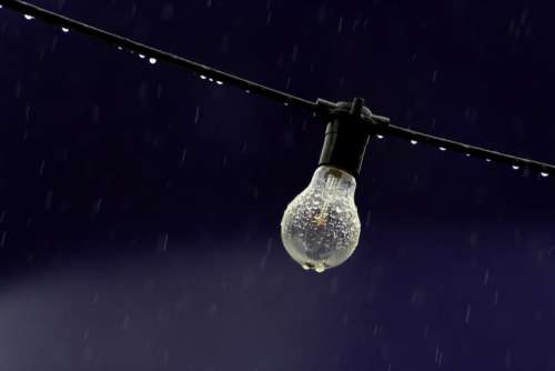 electric light bulb wire rain