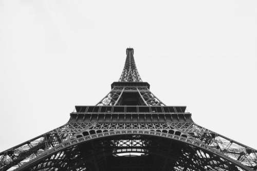Eiffel tower architecture Paris France black and white
