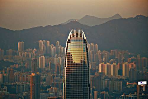 hongkong city architecture dusk sunset