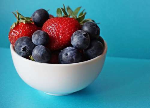 fruit bowl strawberries strawberry blueberries