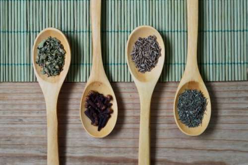 wood spoon condiments utensils ingredients