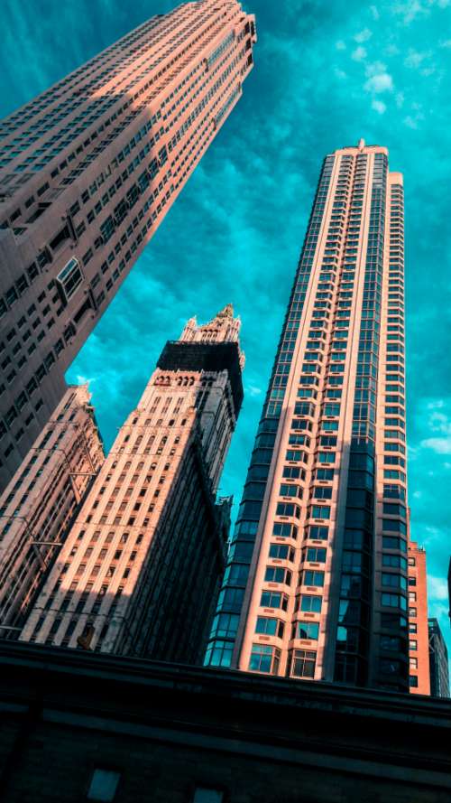 new york blue sky city architecture building