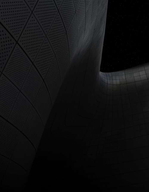 black curves lines dark architecture
