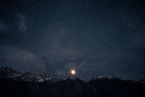 dark sky night stars moon