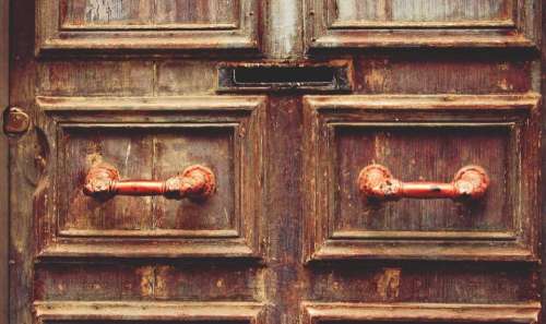 wood door mail slot handle vintage
