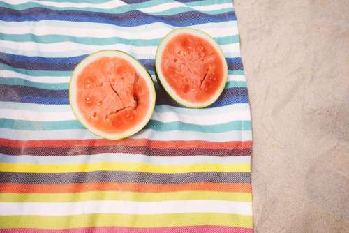 watermelon fruits food beach sand