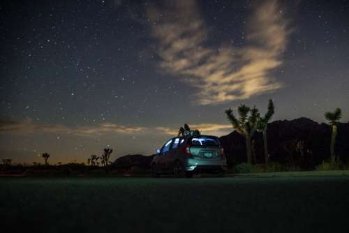 car night stars space sunset