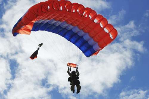 sky clouds fly parachute adventure